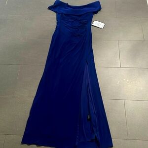 Sleek and sophisticated long blue fitting dress by XSCAPE